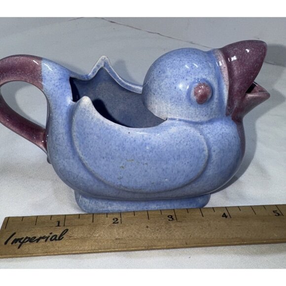 Vintage 1920s Japanese Duck Creamer Purple Blue Glaze - Picture 6 of 6